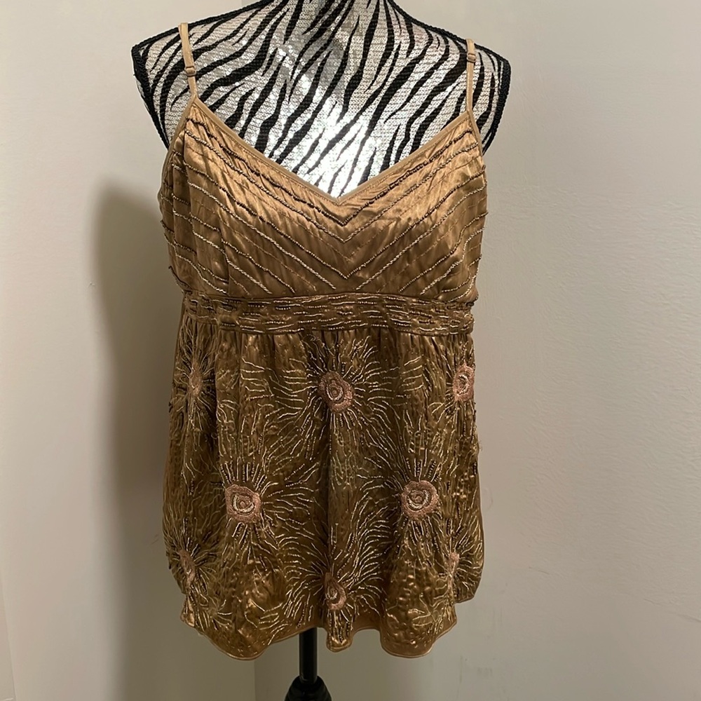 Ideology Gold Boho Babydoll Camisole Size Large Women